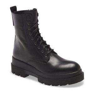 New! La Canadienne Brendan Leather Combat Booties Black Size 38.5 EU 8 US Z2
